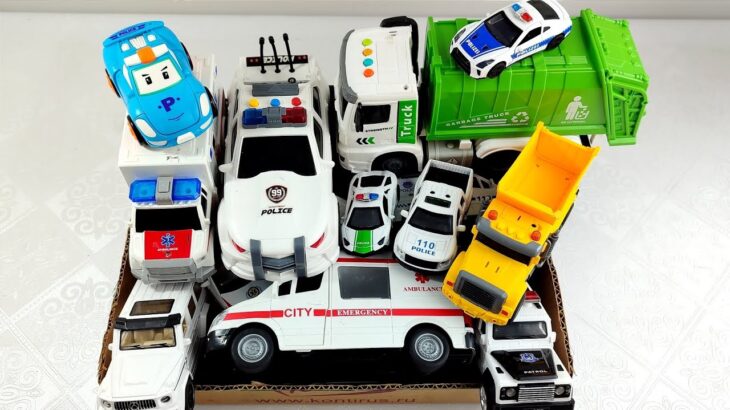 救急車パトカー消防車をチェック! 坂道を緊急走行するよ! Check out ambulance policecar bump truck! run on the slope.