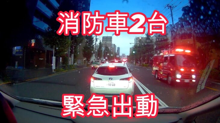 消防車緊急走行　Fire truck emergency driving