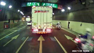 ドラレコ映像・大橋JCT　白バイ・道路公団パトカー　緊急走行