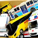 救急車とバスのミニカーが走る！サイレン音あり！緊急走行テスト。Ambulance and bus miniature cars run! Emergency driving test.