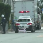 🚨故障したトラックの対応をする警察官🚨パトカー🚨兵庫県警🚨赤色灯🚨