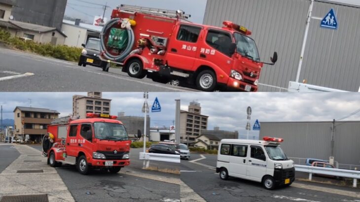 建物火災に集結する緊急車両たち