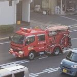 消防車　緊急走行　ポンプ車