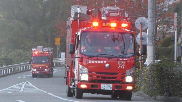 【緊急走行】4台が隊列を組み交差点に進入！！西宮唯一のスモールタンク車など怒涛の緊急走行！！！【西宮市消防局】《FIRE RESPONSE》