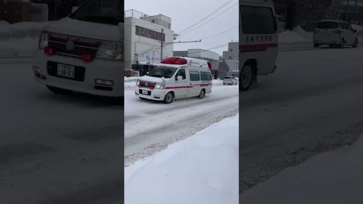 【緊急走行】救急車ピポピポ　日産・パラメディック 札幌消防局【雪の中を爆走】Ambulance Nissan Paramedic Sapporo Fire Department　#救急車