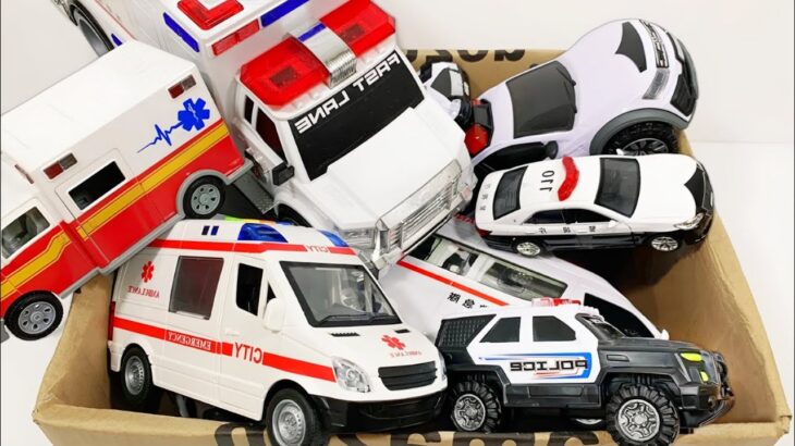 救急車とパトカーのミニカー坂道走る！緊急走行テスト☆Ambulance and police car minicars run on the slope!