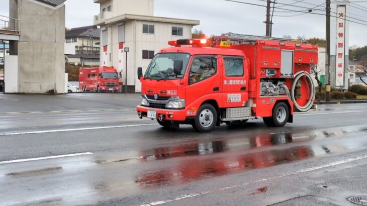 「春の火災予防運動」パトロールから帰還する車両