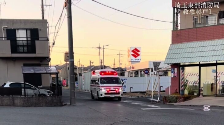 【救急・緊急走行】夕方に市外搬送…ご苦労様です。　救急杉戸1緊急走行シーン