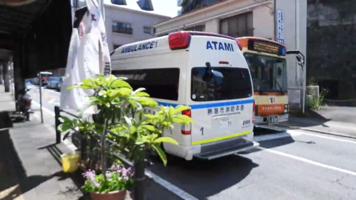 【ちょっと青い？】救急車、サイレンを鳴らして緊急走行！