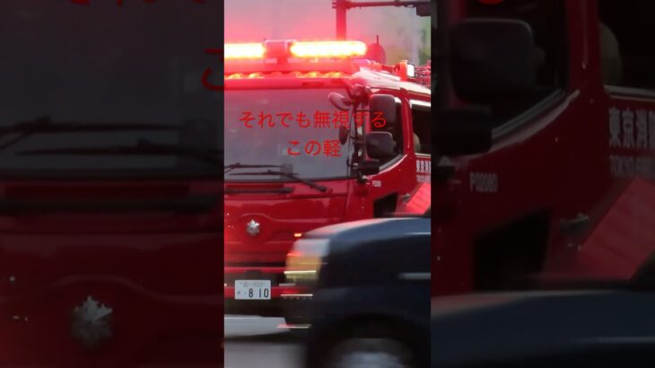 気付かなかったでは済まされない？！消防車の目の前を平然と通過する軽自動車! 赤信号通過します！連呼で緊急走行🚨 #緊急車両 #緊急走行 #消防車 #東京消防庁