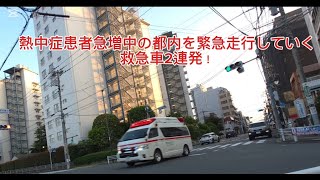 熱中症患者急増中の都内を緊急走行していく救急車2連発！
