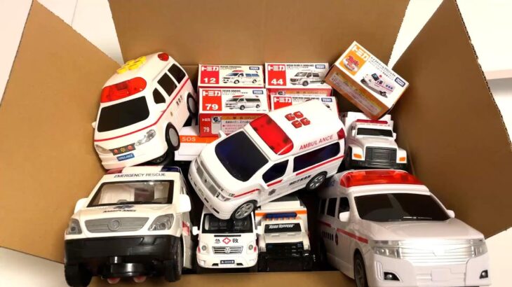 いろんな救急車ミニカーの緊急走行をチェック！いろんなサイレン音やライトの点滅が楽しい！☆Ambulance mini car run! Various sirens are fun.