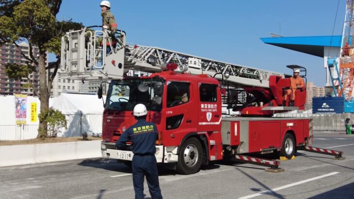 【引退はしご車】東京 大森L  最後の雄姿　 設置までほぼノーカット
