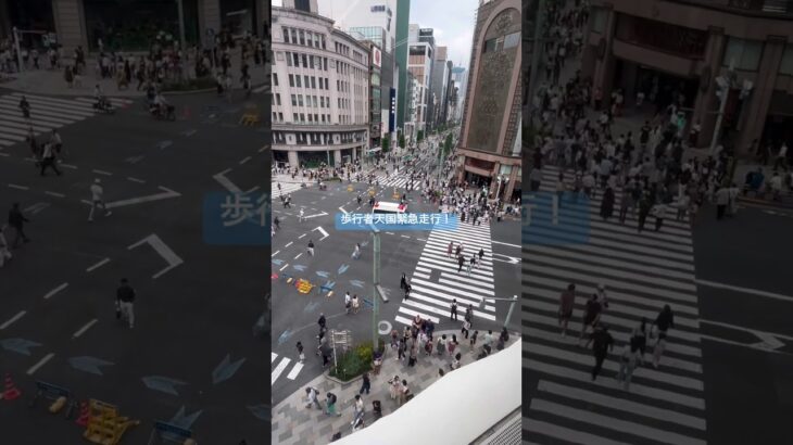 銀座の歩行者天国で救急車が緊急走行！