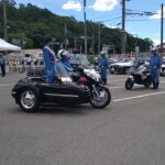 白バイ サイドカー パトカー 梅本まどかさん 兵庫県警 2025年7月21日　二輪車事故防止キャンペーン　道の駅いながわ