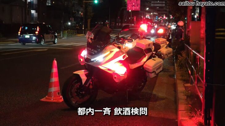 【都内一斉 飲酒検問】夜の白バイ（NT1100・CB1300）が綺麗だった