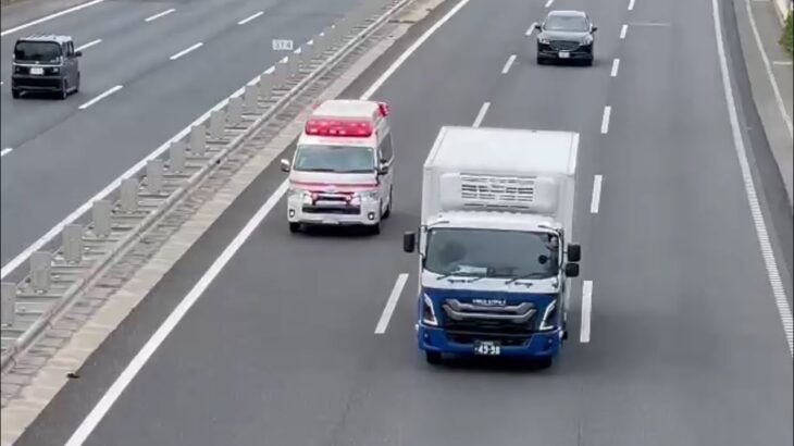🚨高速道路を緊急走行で走る救急車🚨響き渡るサイレン🚨赤色灯🚨サイレン🚨宝塚市消防本部🚨