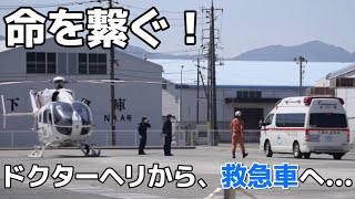 【緊急走行等】ドクターヘリから救急車へ、命を繋ぐ…🚑🚁  下関旅行記 【その他、下関警察署等】