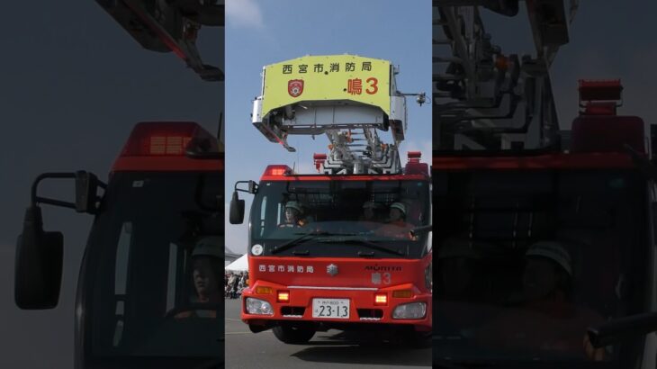 【緊急走行】はしご車緊急走行！西消鳴尾3、現場へ向かう！【西宮市消防局】#救急車 #消防署 #firefighter