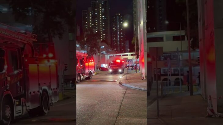 【4台連続 緊急走行🚨】Fire engines responding in Hong Kong. #香港 #消防車 #緊急走行 #fireengines #siren #scania #benz