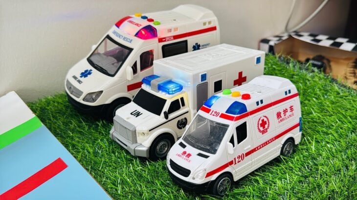 救急車のミニカー走る！緊急走行テストサイレン有りで坂道走行　Ambulance miniature car running! Emergency Driving Test Slope Running
