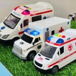 救急車のミニカー走る！緊急走行テストサイレン有りで坂道走行　Ambulance miniature car running! Emergency Driving Test Slope Running