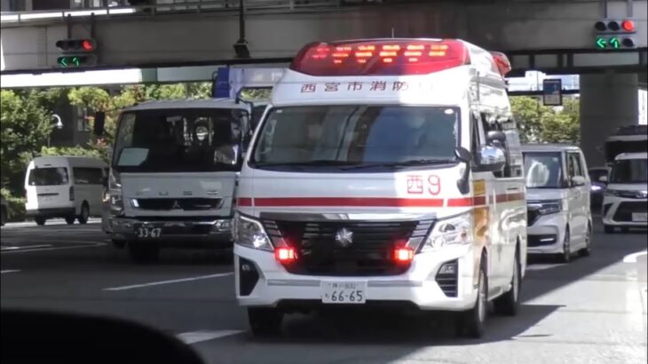 🚨響き渡るサイレン🚨救急車🚨緊急走行🚨西宮市消防局🚨赤色灯🚨サイレン🚨