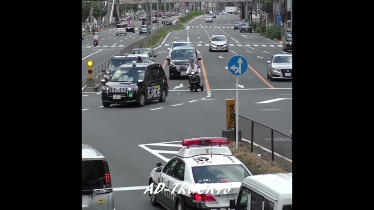 信号は先頭待ちに限る！パトカーの前で大胆に違反するベンツ…そりゃ～捕まるよね