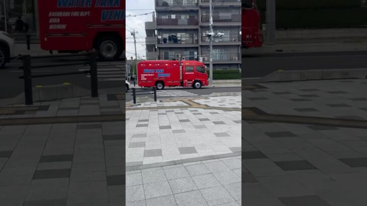 【春日部の消防車！】春日部市消防本部　東1。緊急走行シーンー！　警鐘あり！