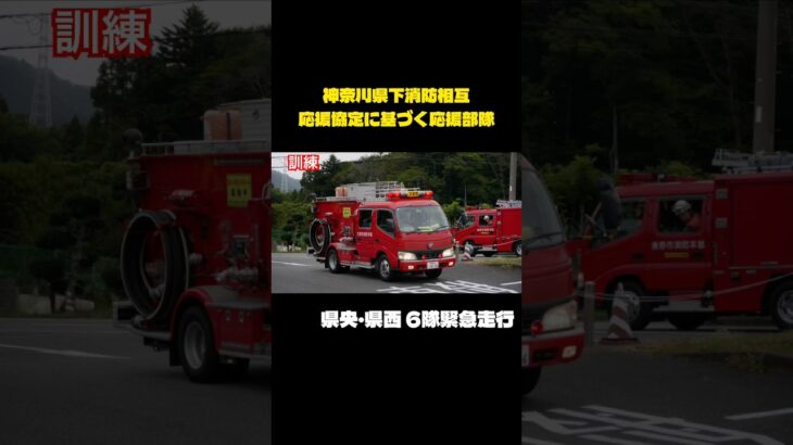 県内応援部隊 6隊緊急走行！ #消防 #消防署 #消防車 #ポンプ車 #林野火災 #厚木市消防本部 #緊急走行 #山火事