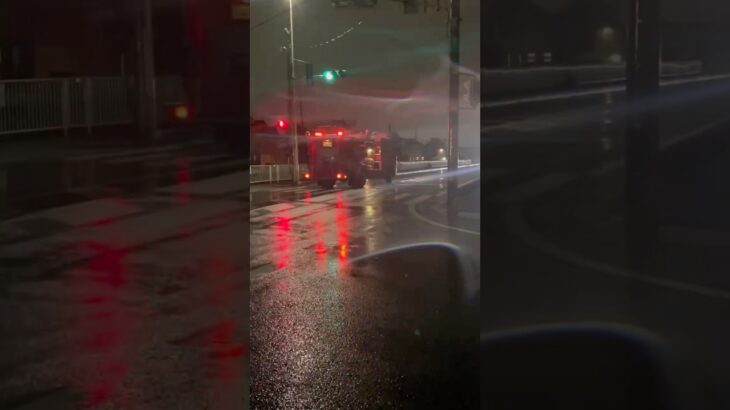 【雨の日も活躍！】春日部市消防本部　消防車　緊急走行シーン！