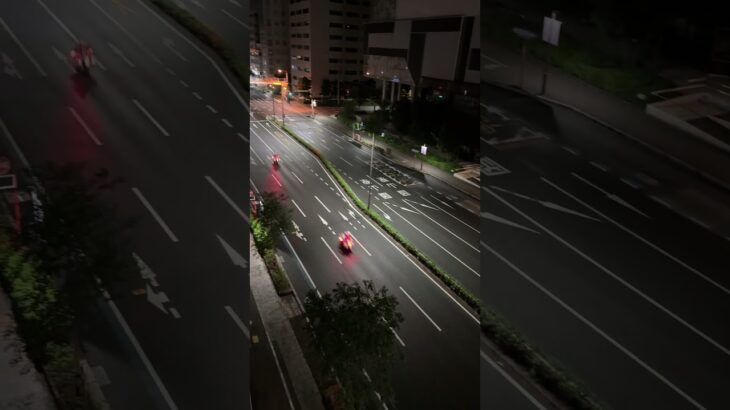 深夜の岡山市内を白バイ2台緊急走行！！岡山県警交通機動隊