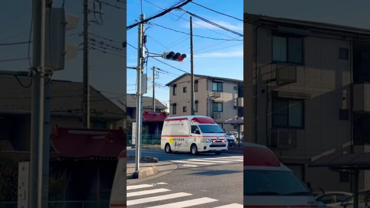 【変わった救急車！】越谷市消防局　救急車(C CABIN) ベルリング製。救急蒲生1。緊急走行シーン！