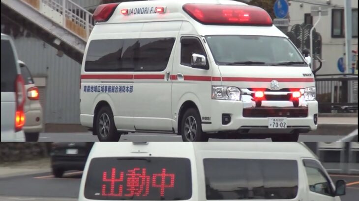 【緊急走行】TCDサイレン。リモートサイレン＆ご協力感謝音声あり！電光掲示板搭載。新城救急1 青森地域広域事務組合消防本部