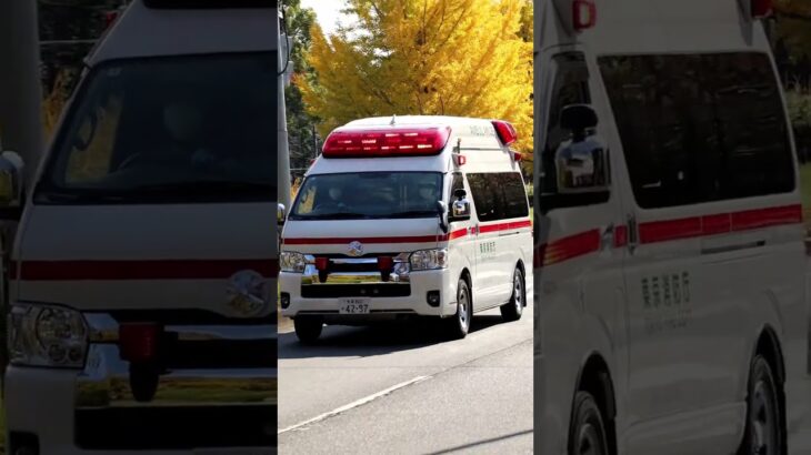 前の警告灯が特徴の救急車　#緊急車両#緊急出動  救急車#緊急走行