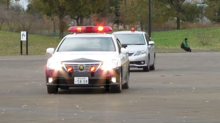 パトカー 緊急走行　@国民保護実働訓練