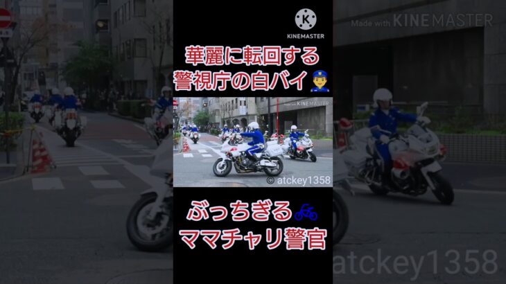 華麗に転回する警視庁の白バイ＆ぶっちぎるママチャリ警官👮