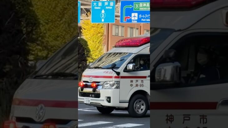 【緊急走行】中央第2救急隊、救急指令!中央95緊急走行!!【神戸市消防局】#shorts #緊急走行 #消防車 #救急車 #emergency #fire #救急車#サイレン