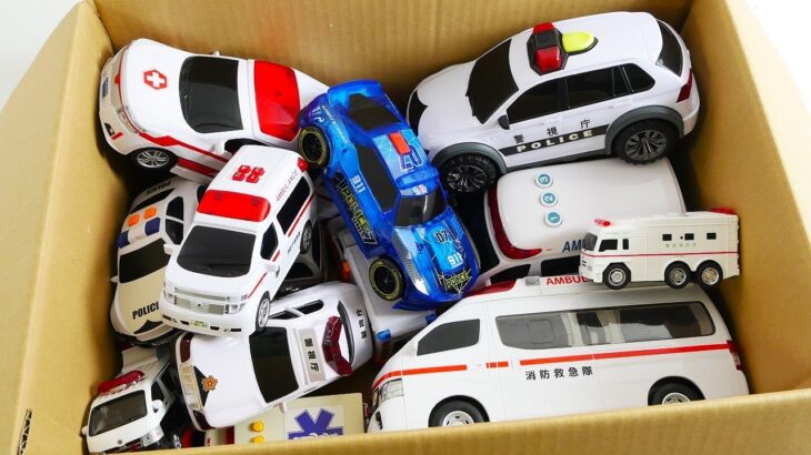 救急車とパトカーのミニカー走る！緊急走行。サイレン音☆Ambulance and police mini cars run! Emergency driving. siren sound ☆