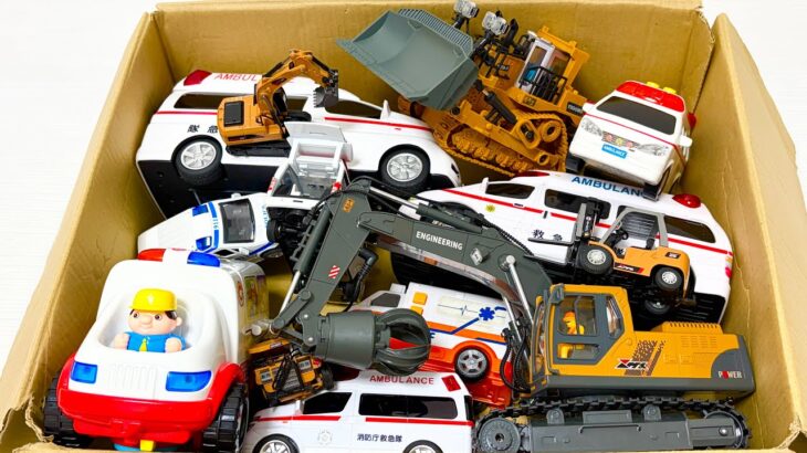 救急車と工事車両のミニカー走る☆緊急走行テスト☆坂道走る｜ Ambulance miniature car runs! Emergensy driving test