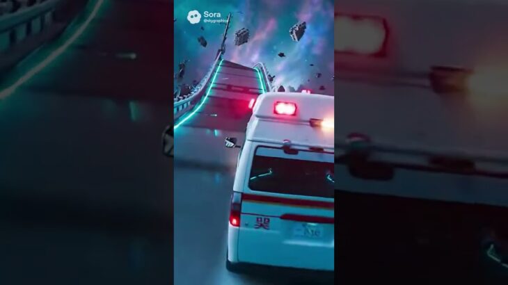 救急車がトリックアートの世界を緊急走行#shorts #ai #ai動画 #sora2 #コメディ#救急車 #ambulance #トリックアート