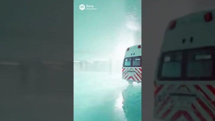 救急車がバックルームを緊急走行#shorts #ai #ai動画 #sora2 #コメディ#救急車 #ambulance #トリックアート #Backrooms