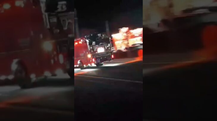 喜久田救助1火災出動🚒#郡山消防#郡山市#緊急走行 #救助工作車 #消防車