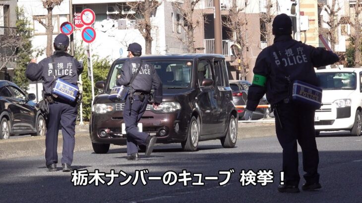 【ボルボの車線変更に救われたフィットの交通違反】わざわざ捕まるために無意味にイエローカットした栃木ナンバーのキューブが3人の警察官に盛大に捕まる瞬間!