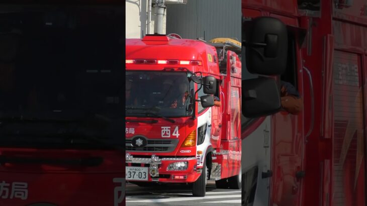 【緊急走行】西宮4、緊急走行！【西宮市消防局】#shorts  #ショート #消防署 #消防車 #fire #firefighter #サイレン#救急車 #救急 #はしご車