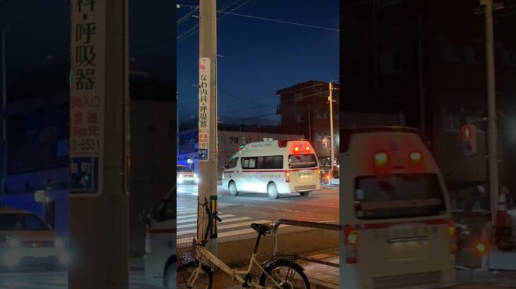 日立市内の国道6号線を緊急走行中のハイメディック救急車 日立市消防本部