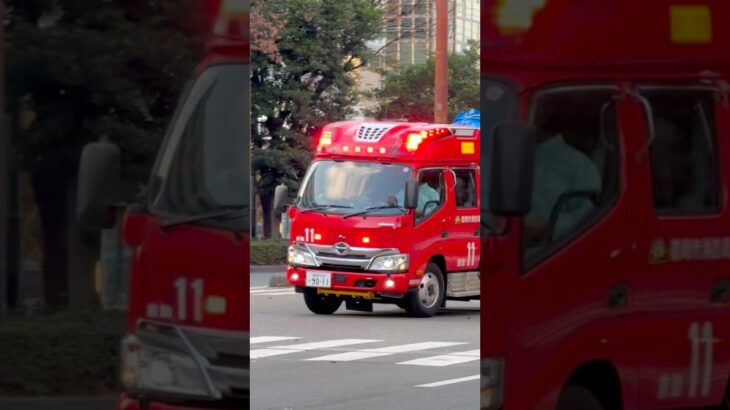 #福岡市消防局 #消防車 #救助工作車 今日の夜7:00から公開！博多本署堅粕特別救助小隊 救助11(救助2代車)・P37緊急走行