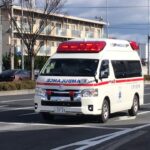 【緊急走行】岡山赤十字病院にまもなく到着する救急車。玉野市消防本部　玉A1