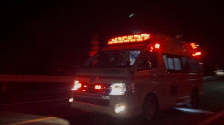 【救急車緊急走行】夜間に救助入電！救急隊先行出動！