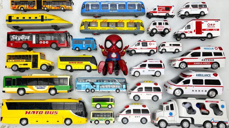 サイレン全開！救急車とバスのミニカーが坂道を爆走 ☆ 緊急走行テスト☆ | Ambulance & Bus Mini Cars Slope Emergency Test